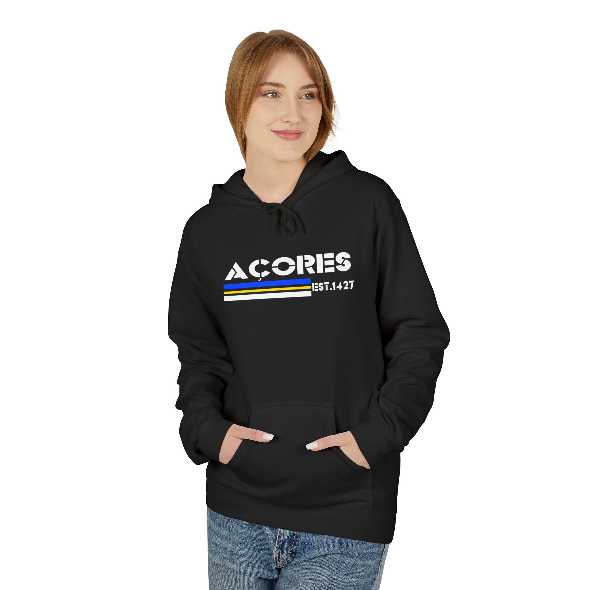 Acores Retro Style Unisex Fleece Hoodie with Graphic Design
