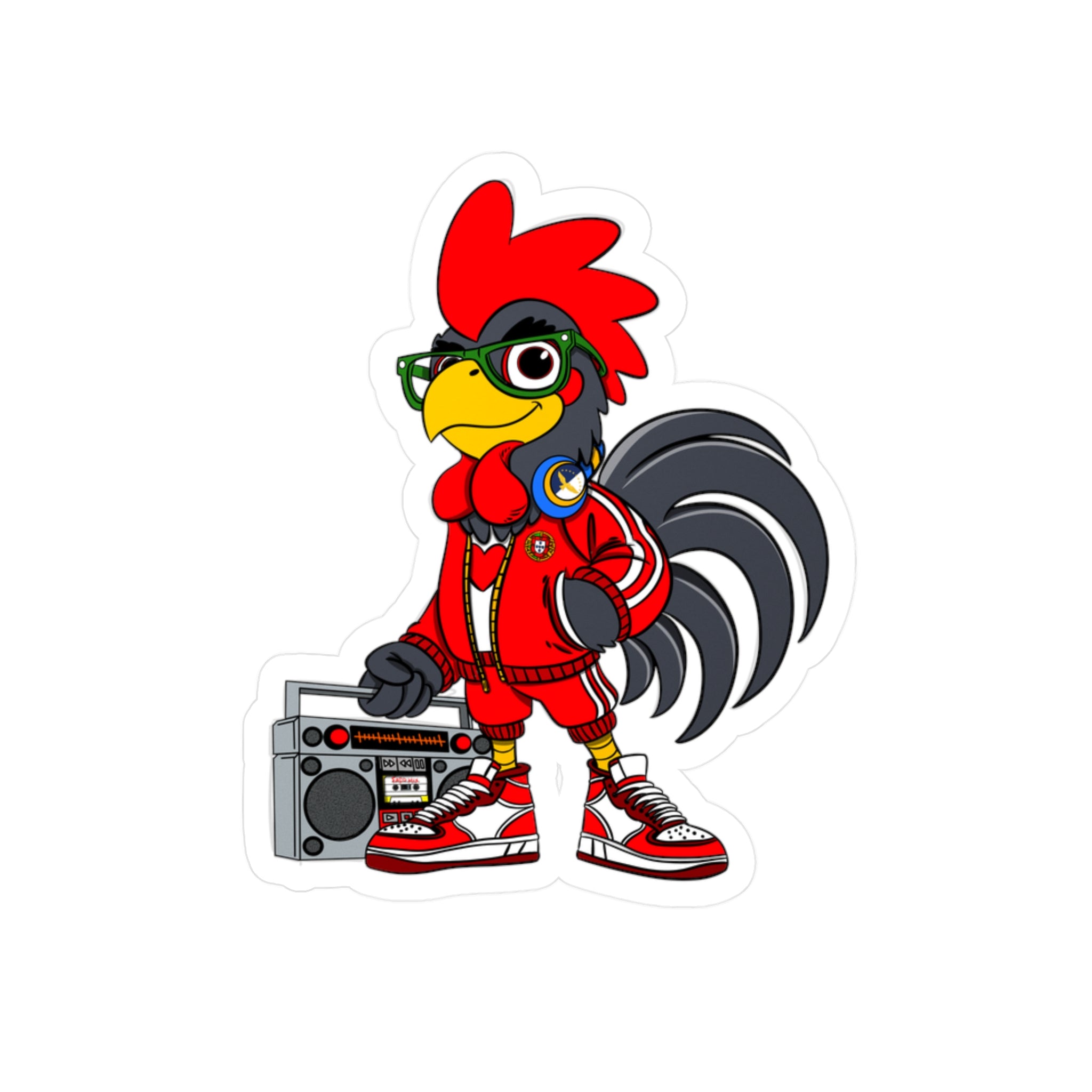 Hip-Hop Rooster Vinyl Decal, Fun Stickers for Laptop, Car, Wall, Office Decor, Gift for Chicken Lovers, Retro Vibe