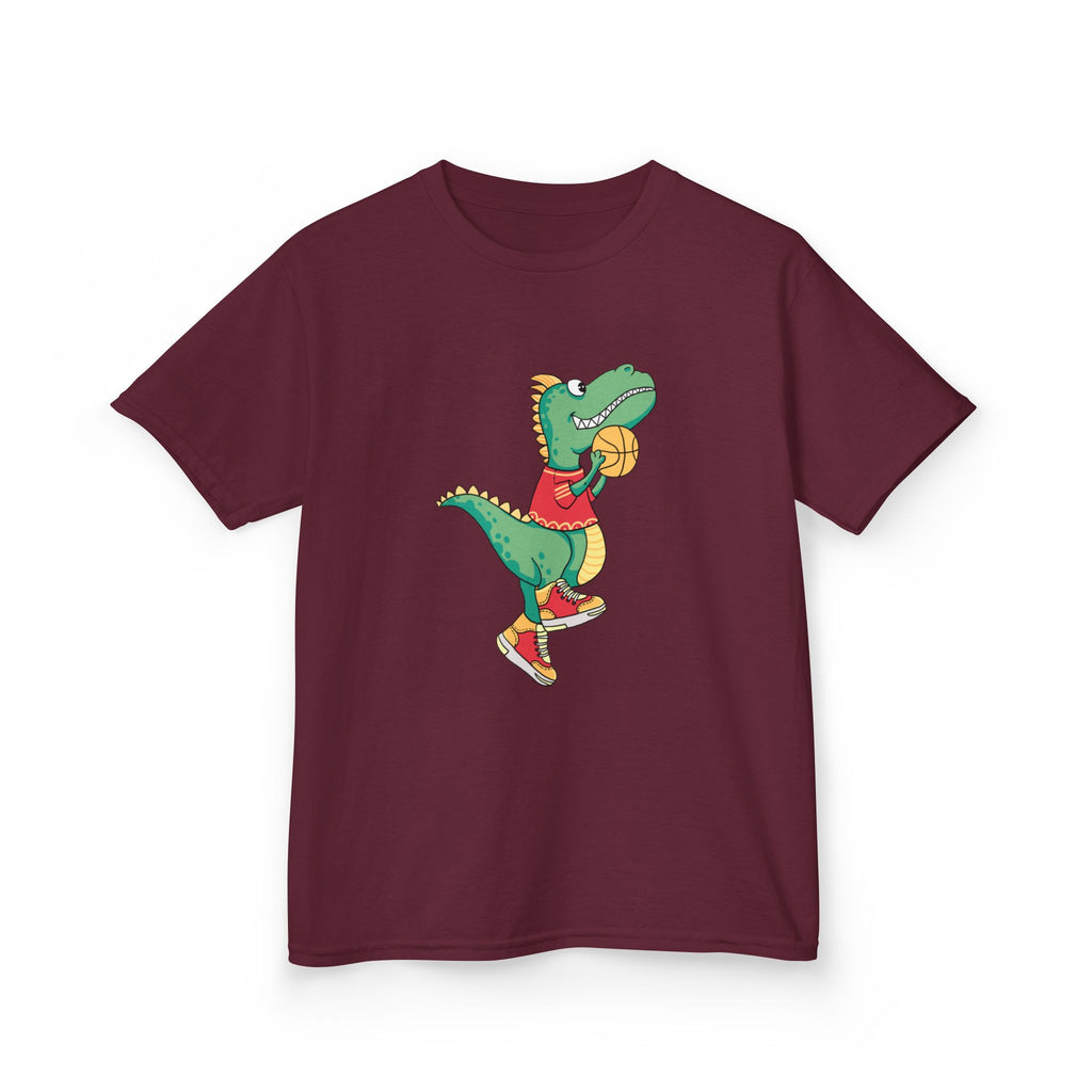 Dinosaur Basketball Kids Tee Fun Graphic Tee for Boys & Girls, Perfect for Birthdays, Playdates, Sports Events, Summer