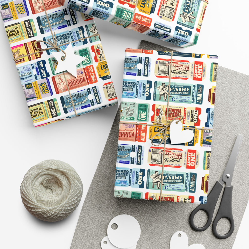Portugal Travel Tickets Gift Wrap Papers - Unique Wrapping, Holiday Gifts, Birthday Parties, Eco-Friendly Packaging, Special Occasions
