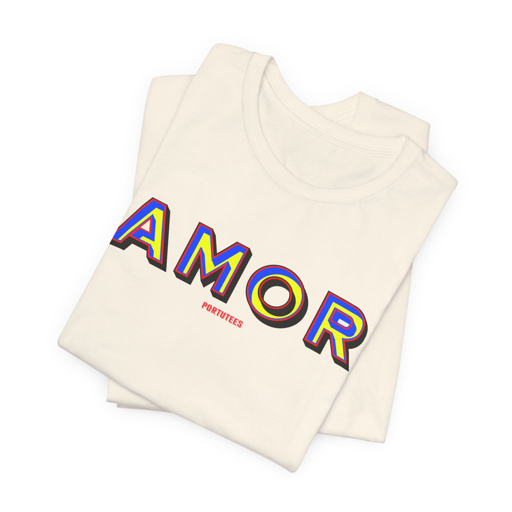 AMOR Graphic Tee — Colorful Retro Love T-Shirt