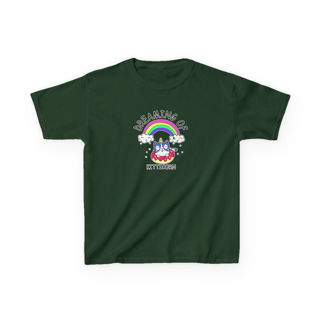 Dreaming of Kitticorn Kids Tee, Cute Cat Shirt, Fun Kids Apparel, Rainbow Tshirt, Birthday Gift, Summer Outfit