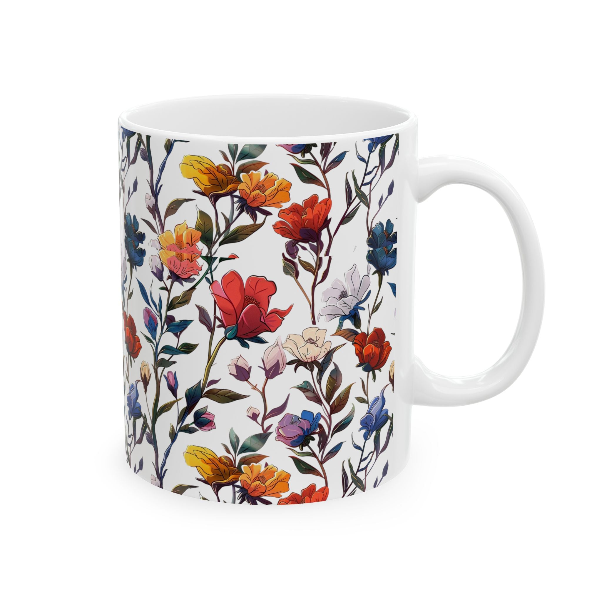 Floral Design Ceramic Mug, Beautiful Gift for Tea Coffee Lovers, Perfect for Mother's Day, Birthdays, Home Decor, 11oz & 15oz