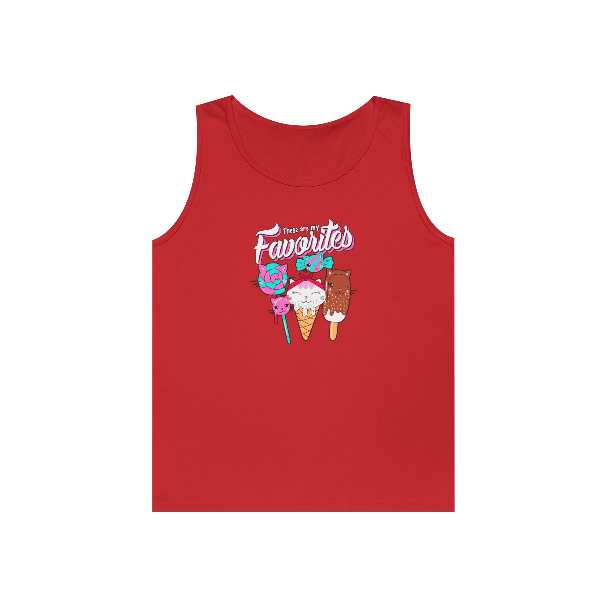 Ice Cream Favorites Tank Top, Summer Sleeveless Tee, Unisex Cotton Muscle Shirt, Ice Cream Lover Gift, Beachwear