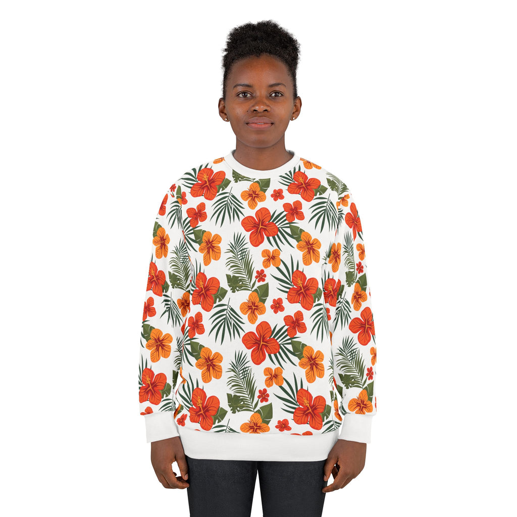 Tropical Floral Unisex Sweatshirt - Cozy Summer Style, Perfect for Beach Days, Casual Outings, Gifts for Her, Travel Wardrobe