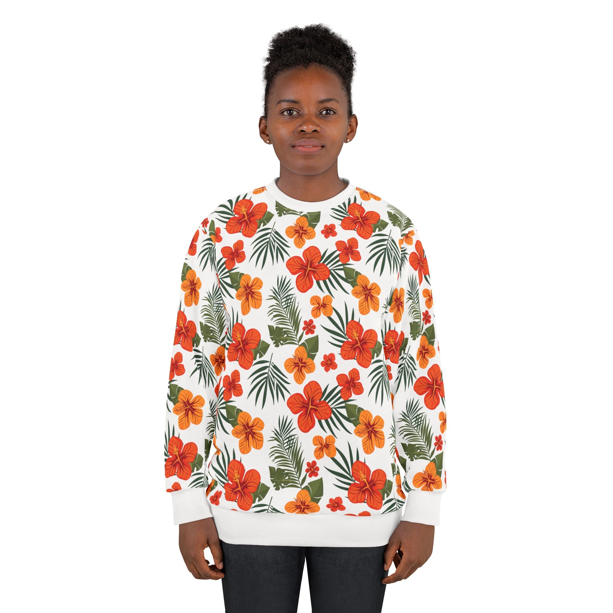 Tropical Floral Unisex Sweatshirt - Cozy Summer Style, Perfect for Beach Days, Casual Outings, Gifts for Her, Travel Wardrobe