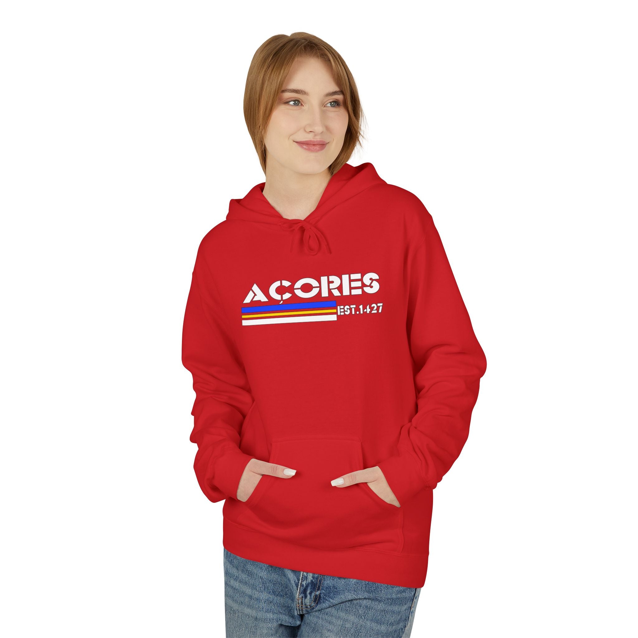 Acores Retro Style Unisex Fleece Hoodie with Graphic Design