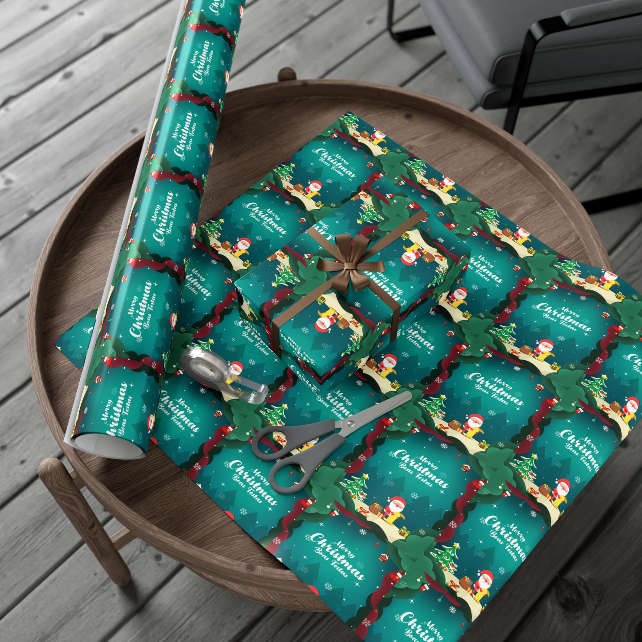 Boas Festas Merry Christmas Gift Wrap Papers, Holiday Wrapping Paper, Eco-Friendly Packaging, Merry Christmas Decor, Gift Presentation