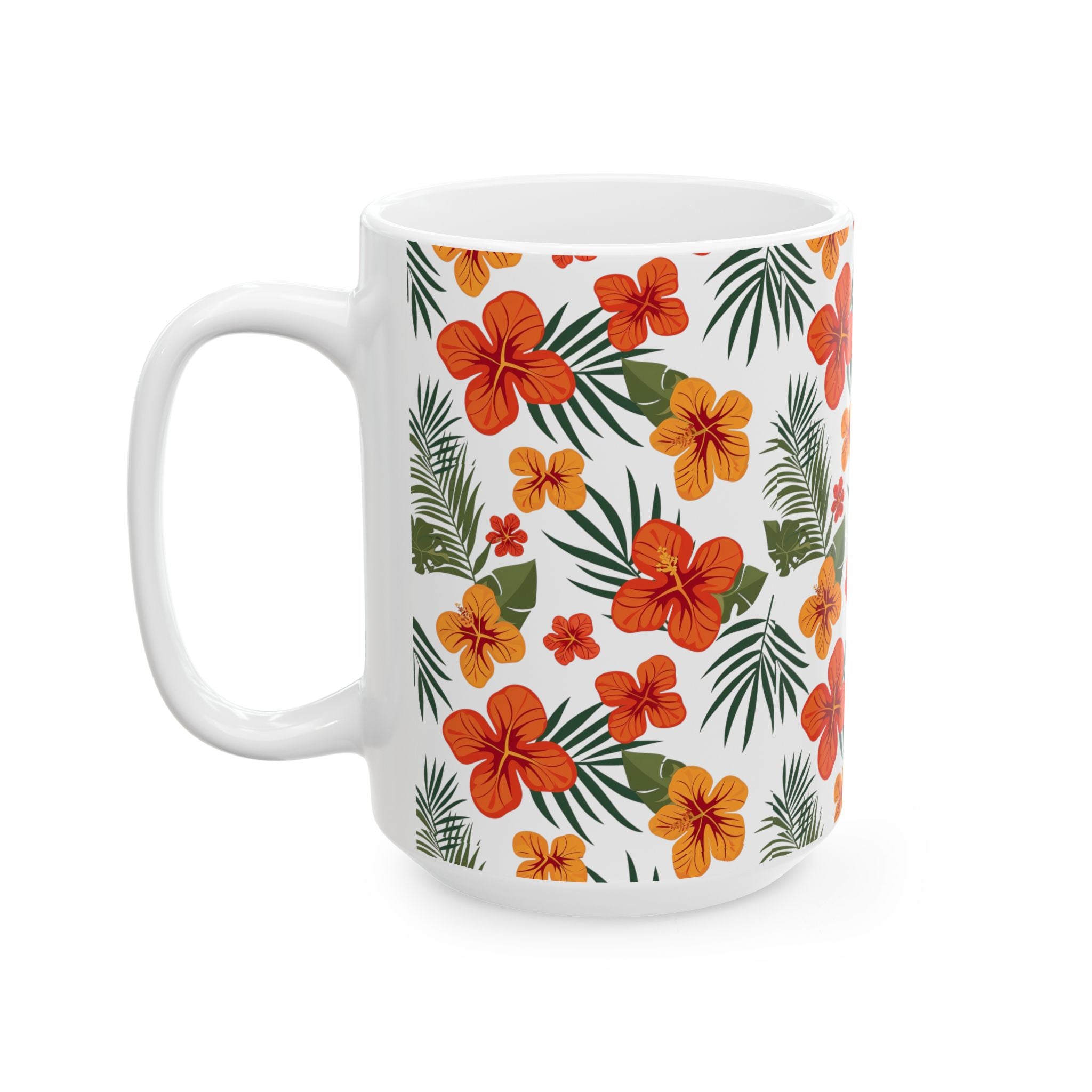 Tropical Floral Ceramic Mug, Perfect for Home or Office, Gift for Plant Lovers, Coffee Lover, Mother's Day, Summer Vibes