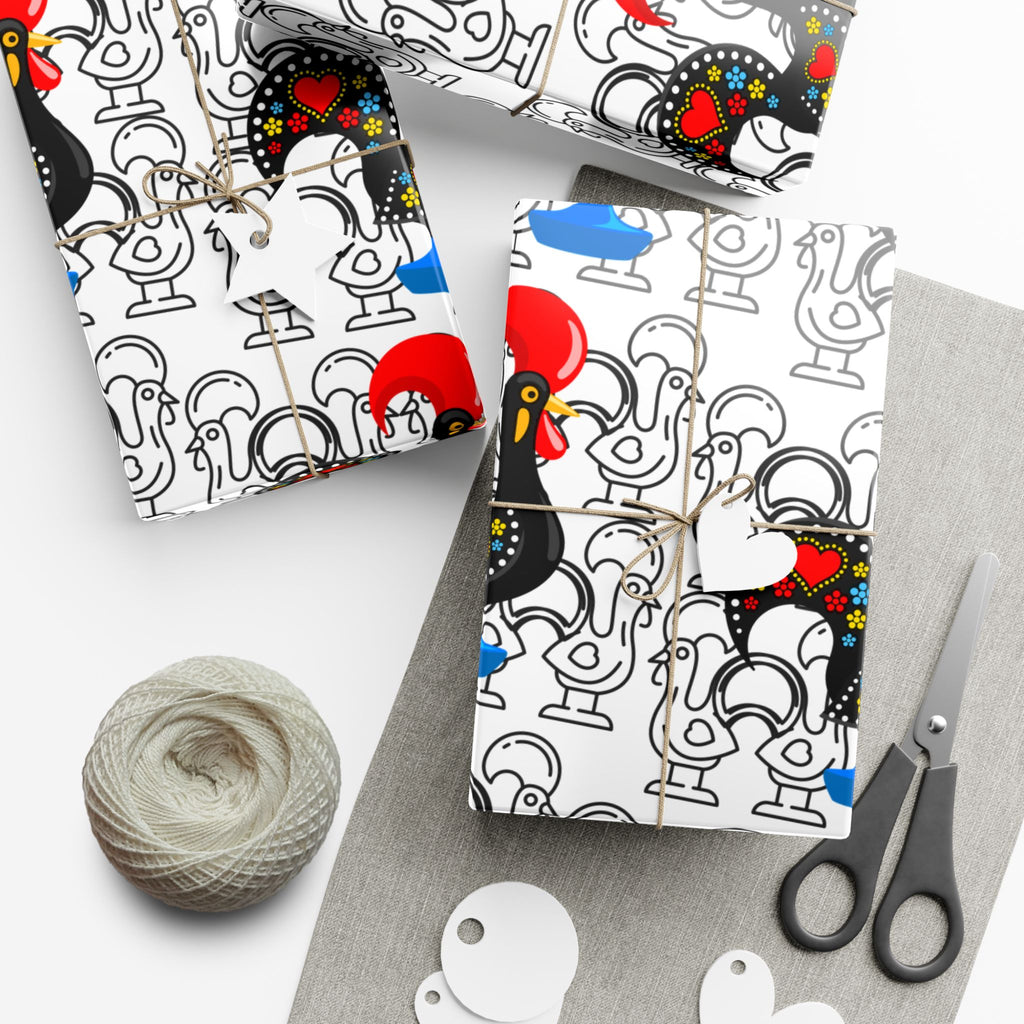 Festive Barcelos Rooster Gift Wrap Papers - Stylish and Playful Wrapping for All Occasions