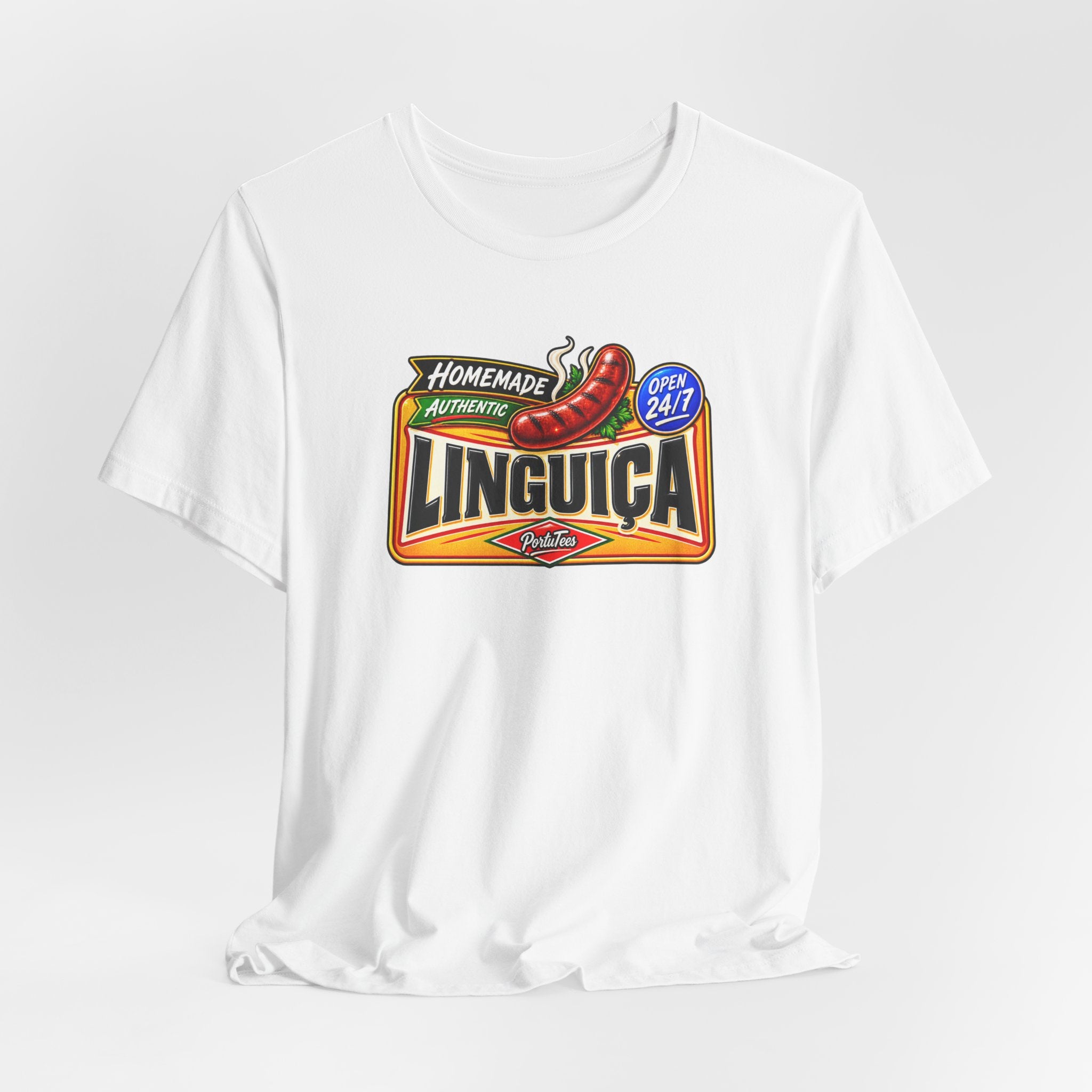 Linguica Sausage Vintage Label Tee — Homemade Authentic 24/7 Graphic T-Shirt