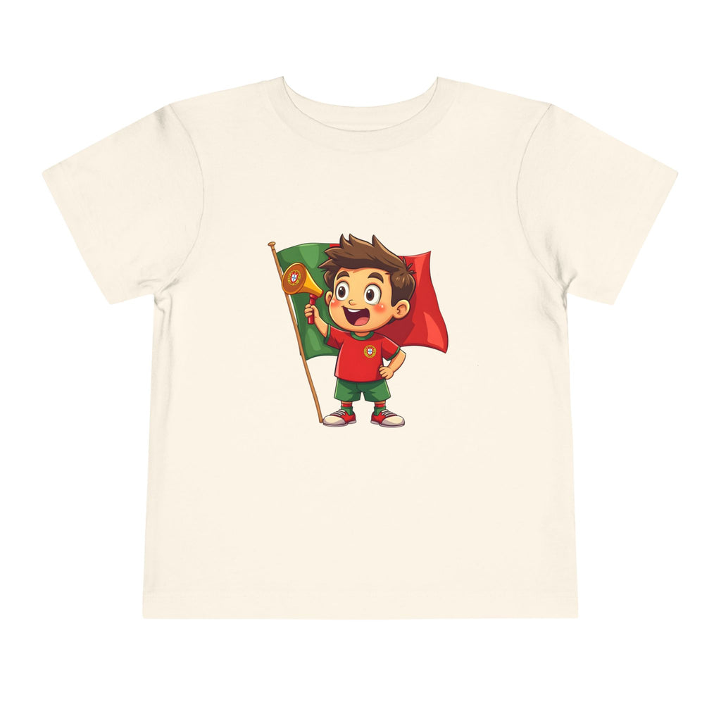 Cute Kid Holding Portugal Flag Soccer Fan - Toddler Tee