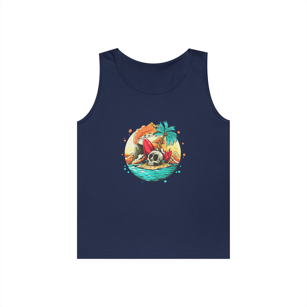 Beach Vibes Unisex Heavy Cotton Tank Top, Perfect for Summer, Casual Wear, Beach Days, Vacation, Festival Outfit