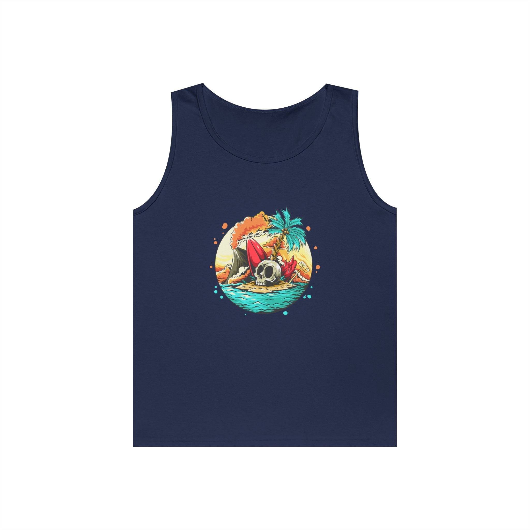 Beach Vibes Unisex Heavy Cotton Tank Top, Perfect for Summer, Casual Wear, Beach Days, Vacation, Festival Outfit