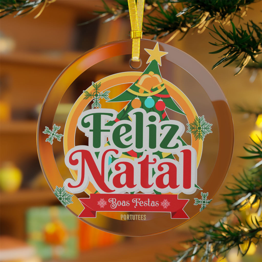 Feliz Natal Boas Festas Glass Ornaments