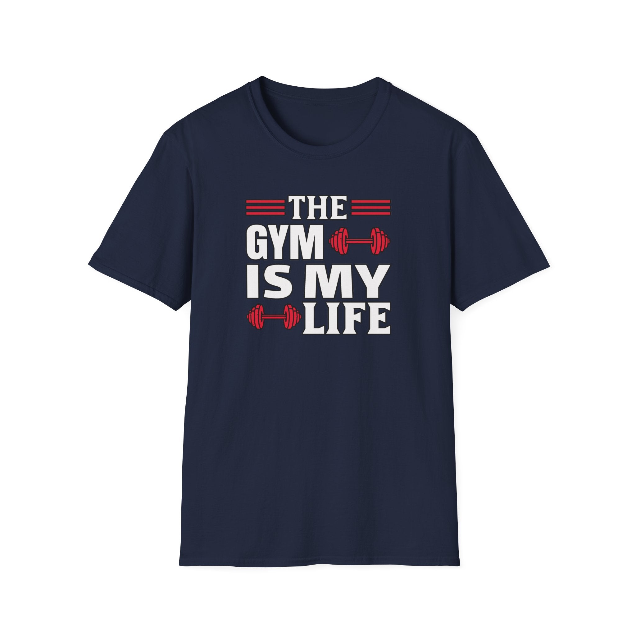 The Gym Is My Life Unisex Softstyle T-Shirt, Fitness Shirt, Workout Tee, Exercise Apparel, Gift for Gym Lovers