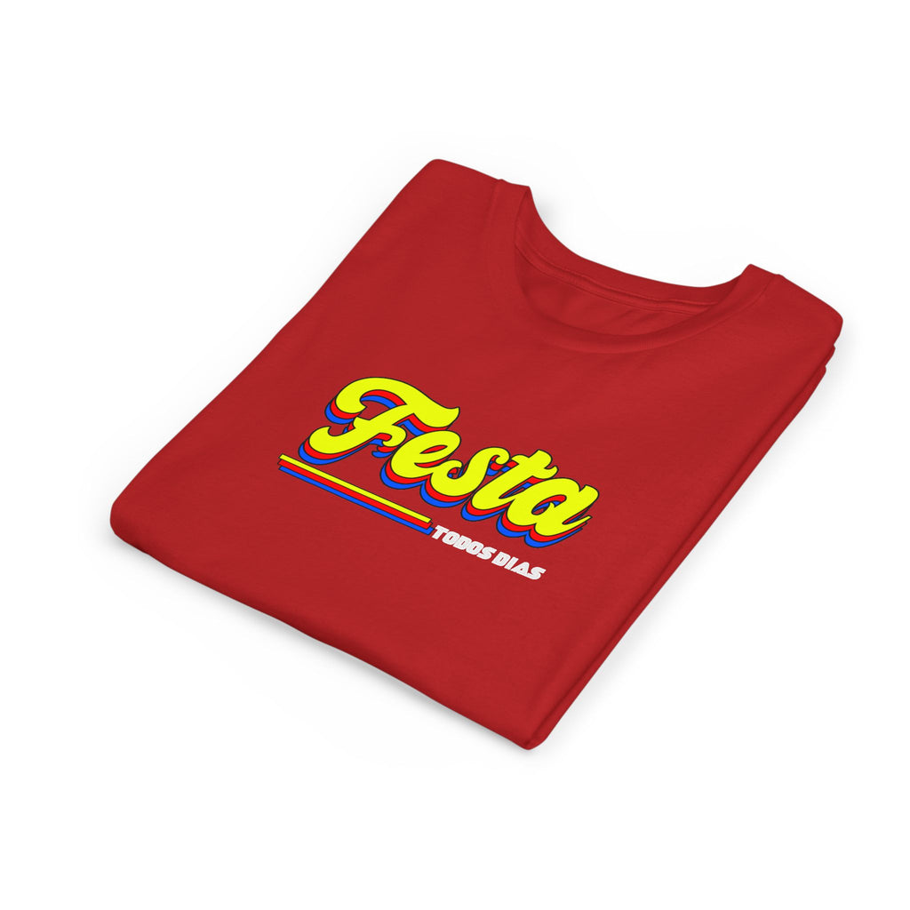Festa Youth Tee — Bright Retro "Festa Todos Dias" Kids Shirt