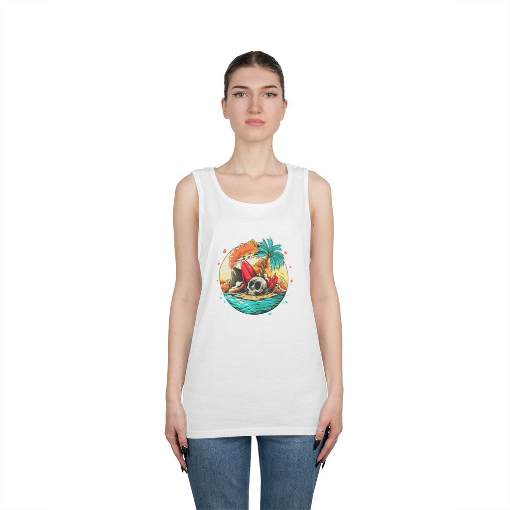 Beach Vibes Unisex Heavy Cotton Tank Top, Perfect for Summer, Casual Wear, Beach Days, Vacation, Festival Outfit