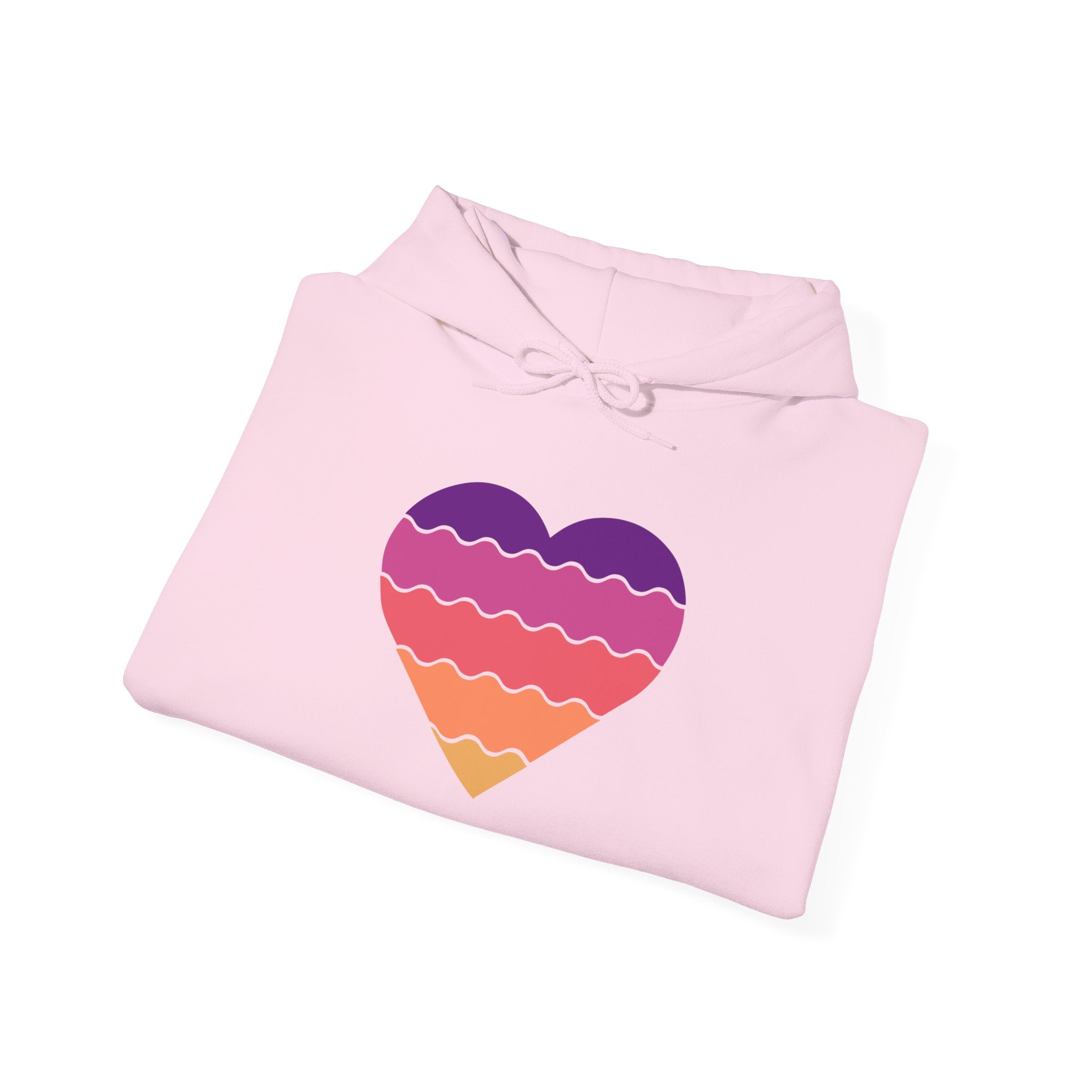 Ocean Sunset Heart Unisex Hooded Sweatshirt, Cozy Pullover, Summer Vibes, Gift for Him/Her, Relaxed Style, Casual Wear