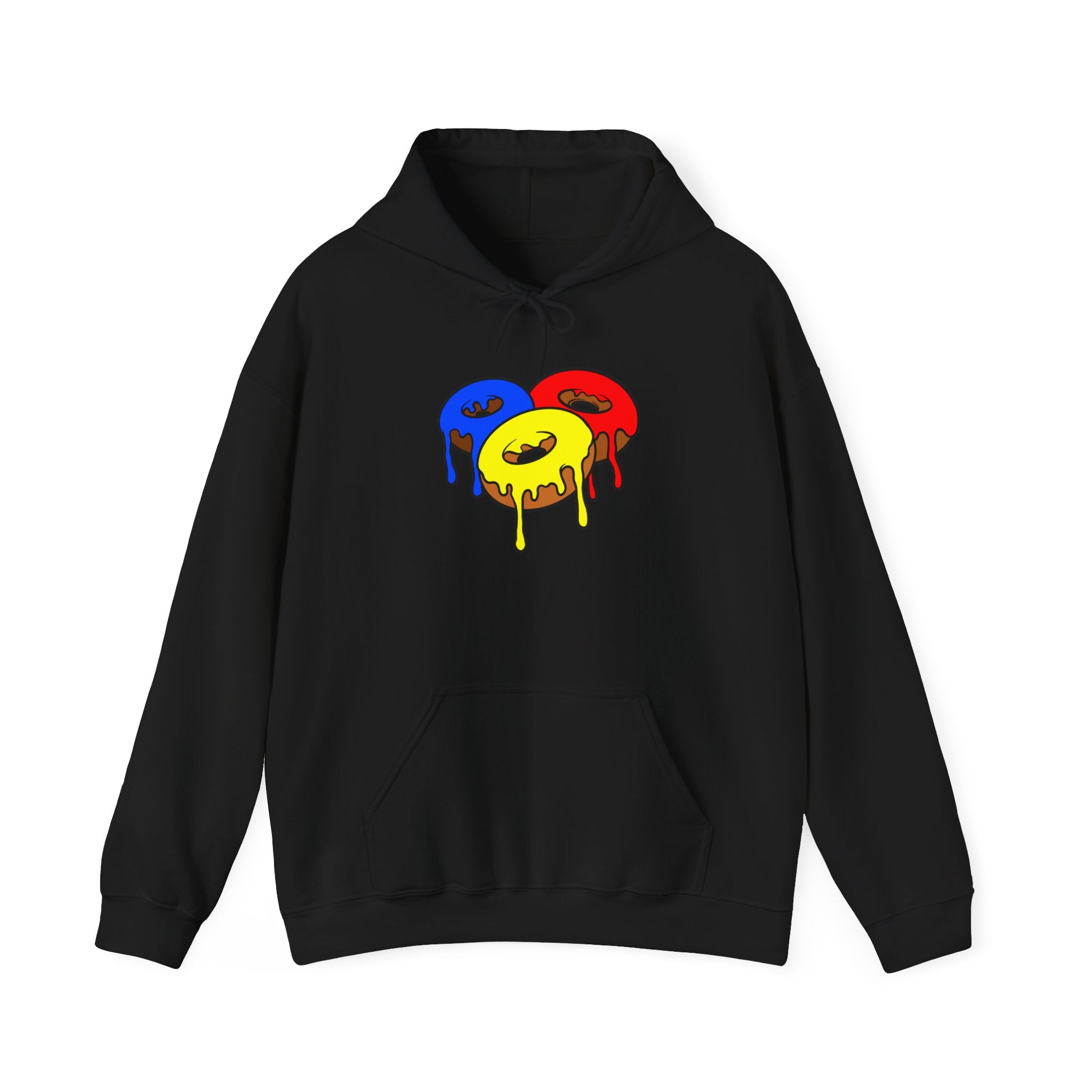 Colorful Dripping Donut Unisex College Hoodie, Fun and Trendy Sweatshirt, Great for Students, Casual Wear, Gift Idea