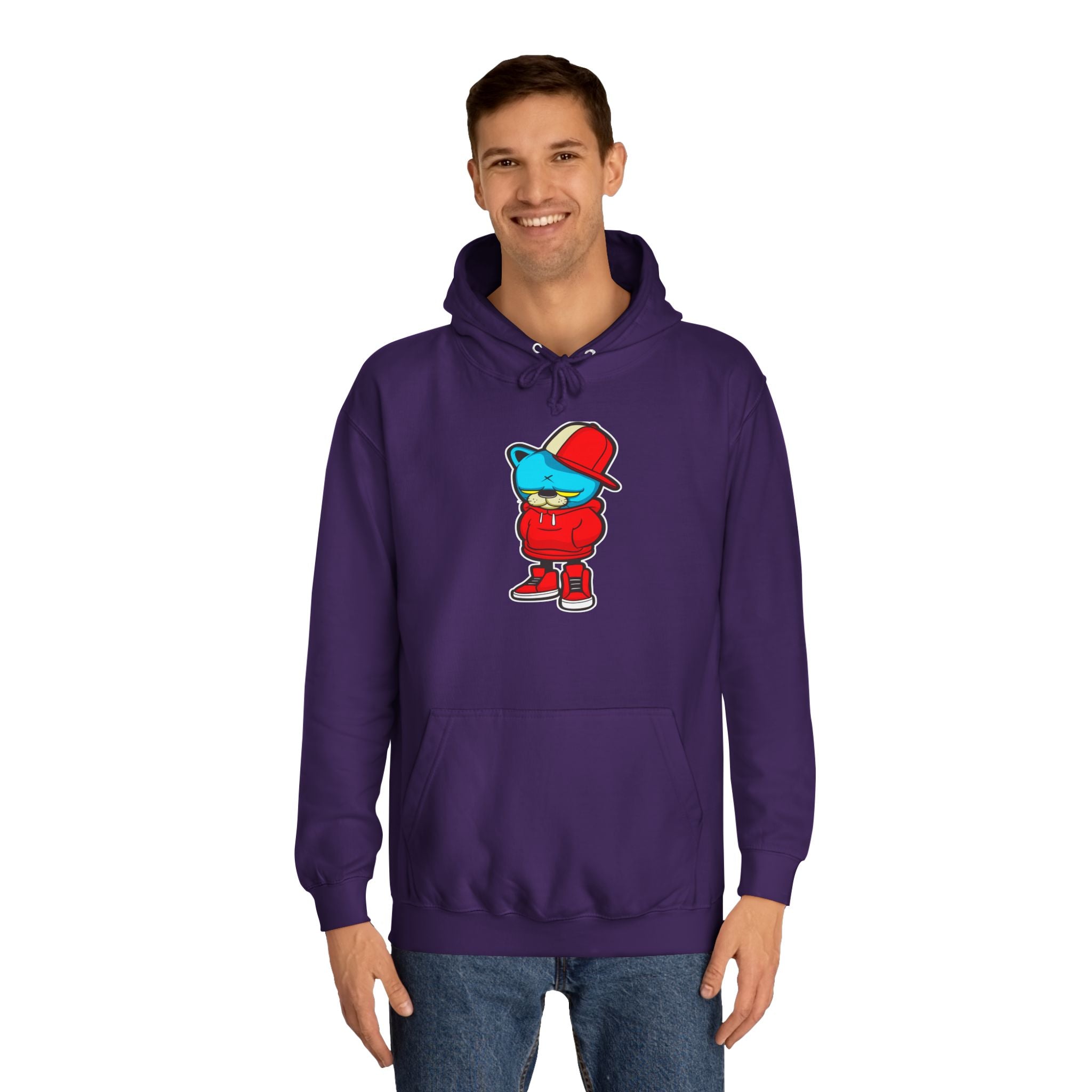 Trendy Cartoon Cat Hoodie | Unisex Streetwear, College Apparel, Graphic Hooded Sweatshirt, Cute Gift for Him or Her