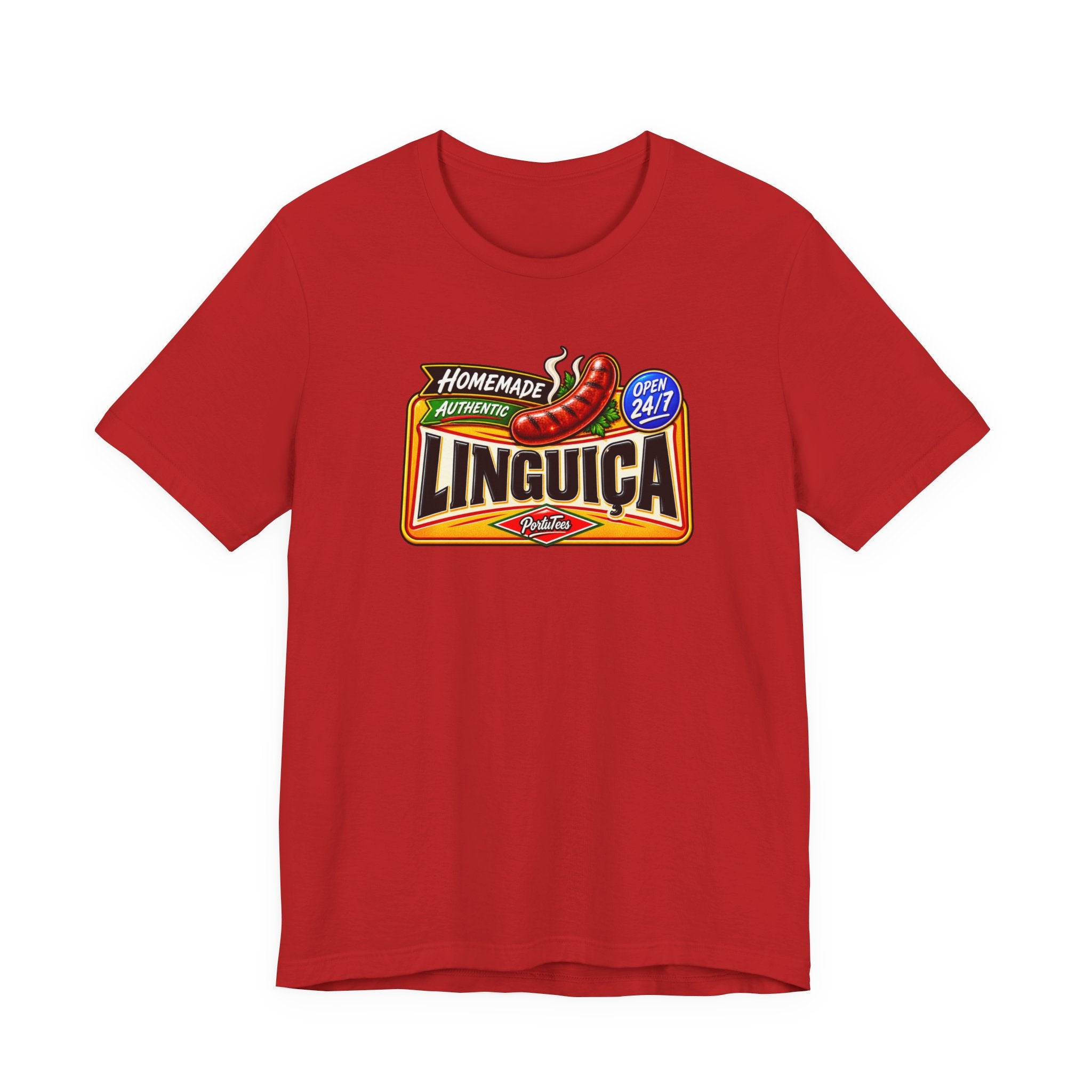Linguica Sausage Vintage Label Tee — Homemade Authentic 24/7 Graphic T-Shirt
