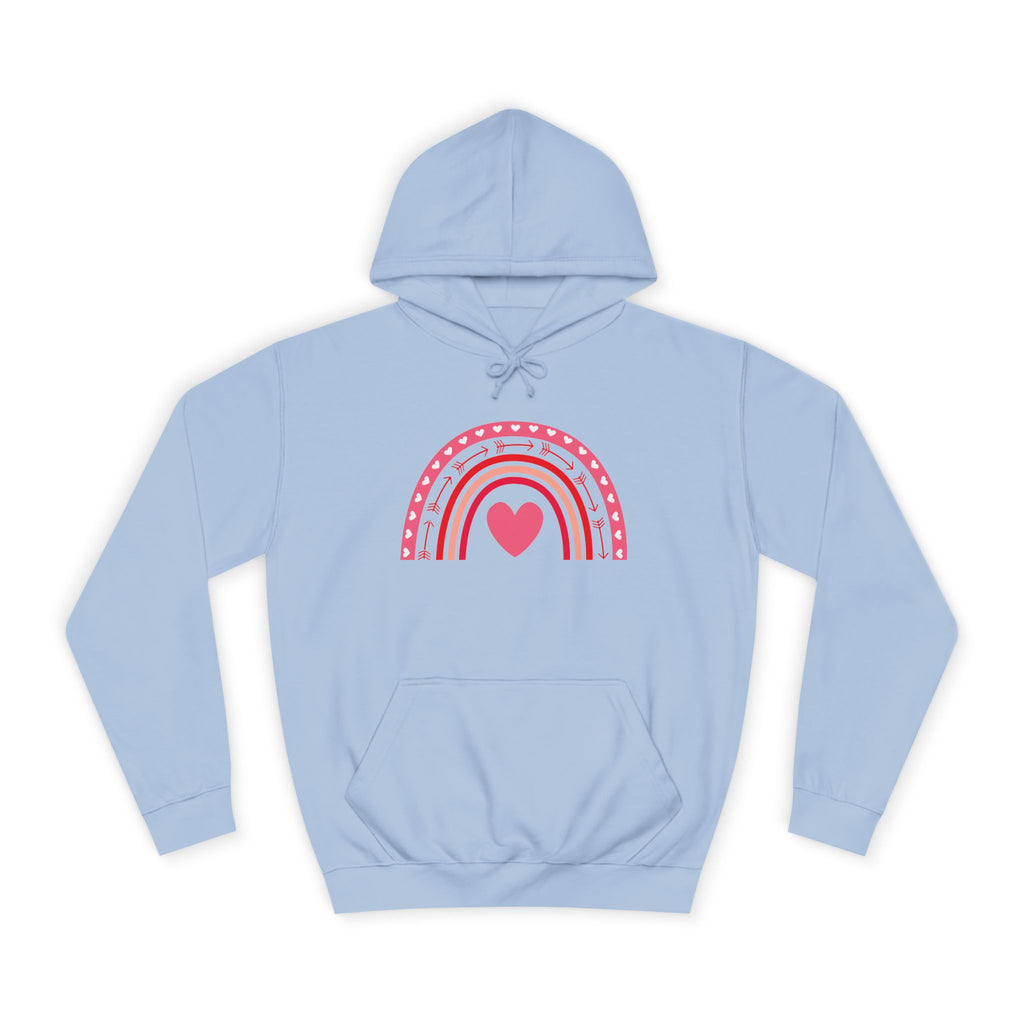 Colorful Heart Rainbow Hoodie, Unisex College Spirit Wear, Cozy Sweatshirt for Students, Cute Gift for Her, Valentine's Day Apparel