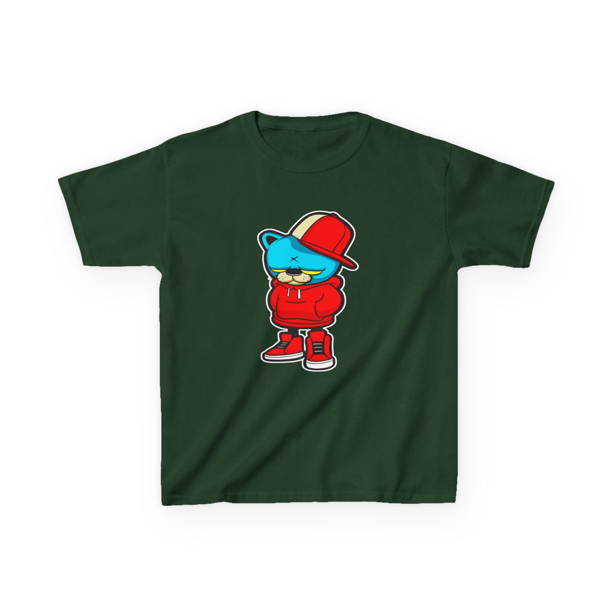 Cool Cartoon Bear Kids Tee, Trendy Youth T-Shirt, Hipster Gift, Cartoon Character Apparel, Streetwear for Kids