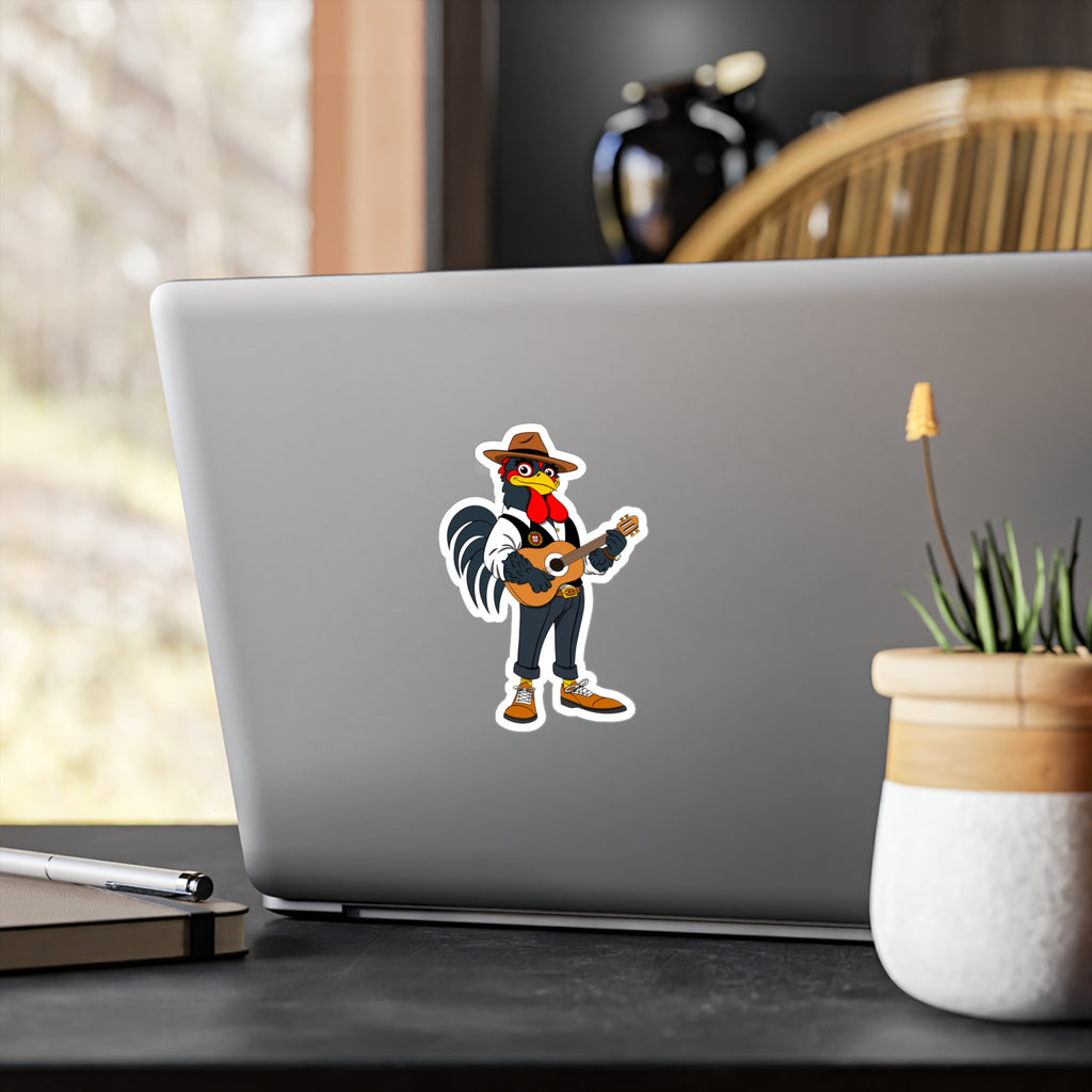 Fado Rooster Musician Vinyl Decal | Fun Wall Decoration, Cool Laptop Sticker, Unique Gift for Musicians, Chicken Lover Decor