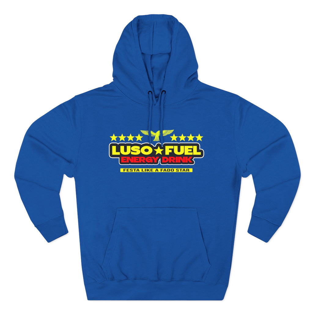Luso Fuel Hoodie, Cozy Fleece Sweatshirt, Casual Streetwear, Gift for Athletes, Warm Winter Apparel, Sports Motivation Clothing