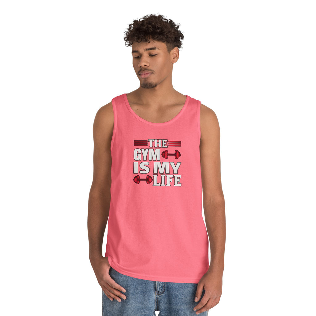 The Gym Is My Life Unisex Heavy Cotton Tank Top, Workout Shirt, Gym Apparel, Fitness Gift, Casual Wear, Athletic Tank