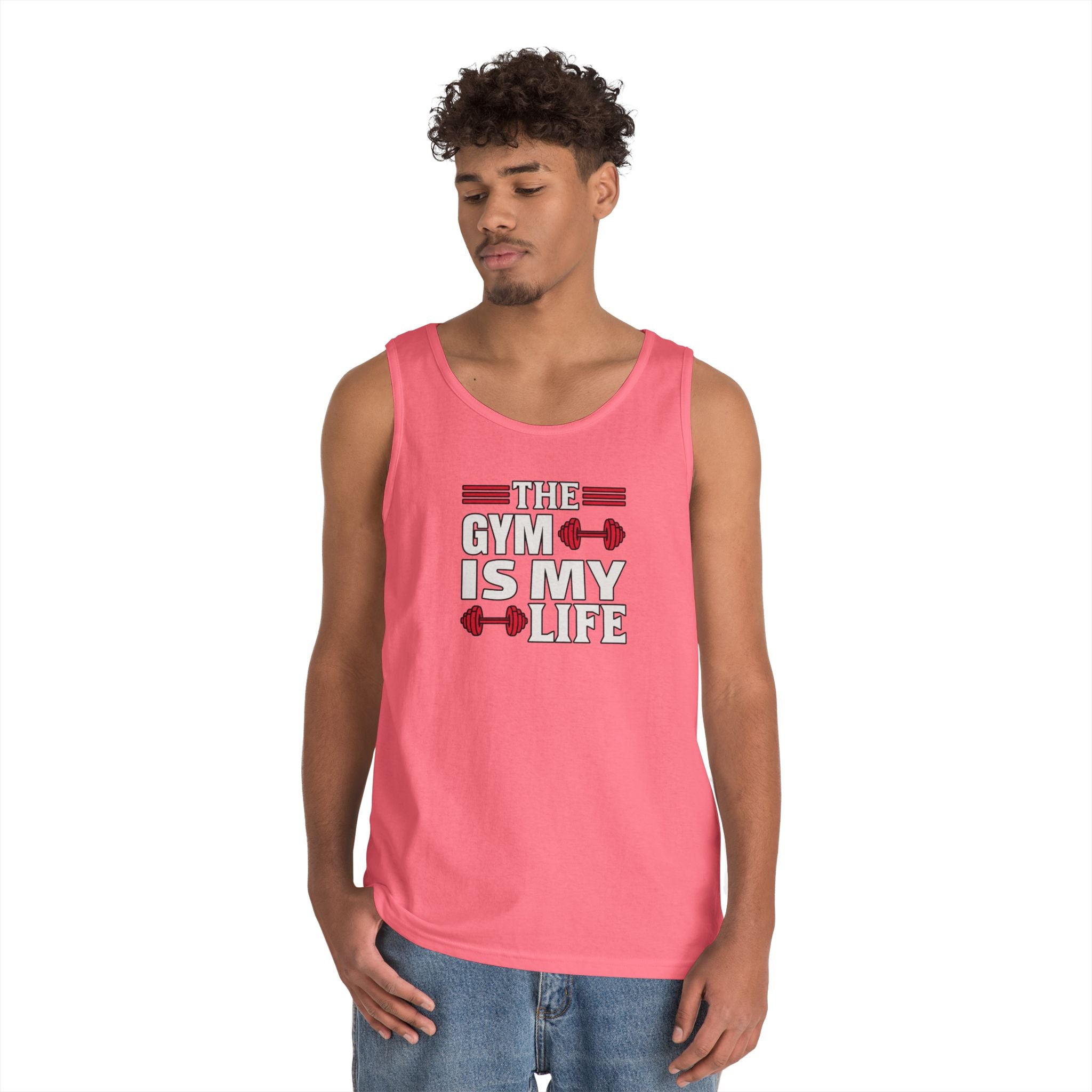 The Gym Is My Life Unisex Heavy Cotton Tank Top, Workout Shirt, Gym Apparel, Fitness Gift, Casual Wear, Athletic Tank