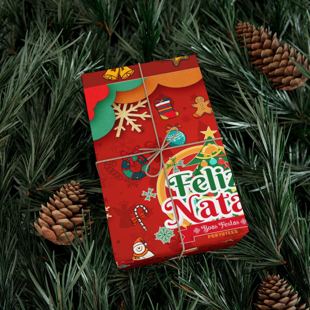 Feliz Natal Festive Gift Wrap Paper for Holidays