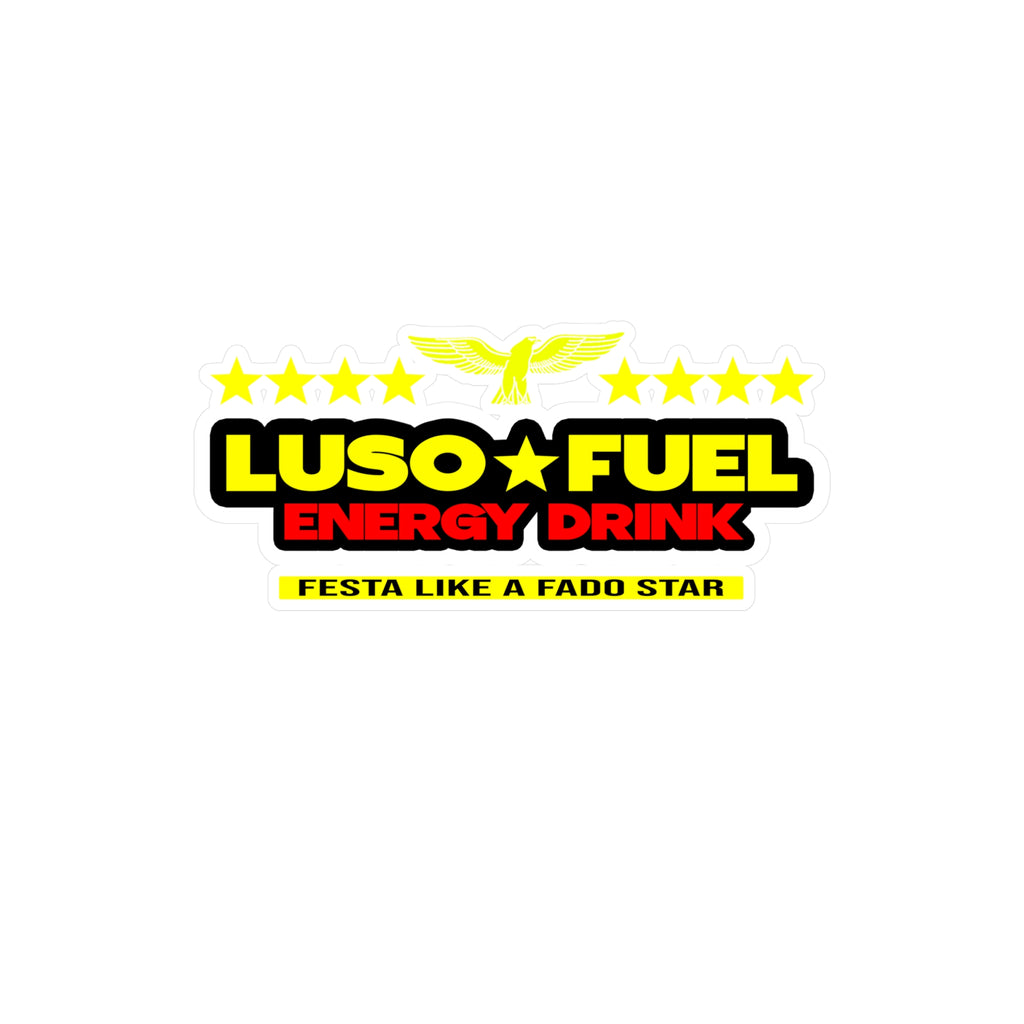 Luso Fuel Energy Drink Kiss-Cut Vinyl Decal, Fun Stickers for Party Goers, Car Decor, Laptop Stickers, Gift for Friends