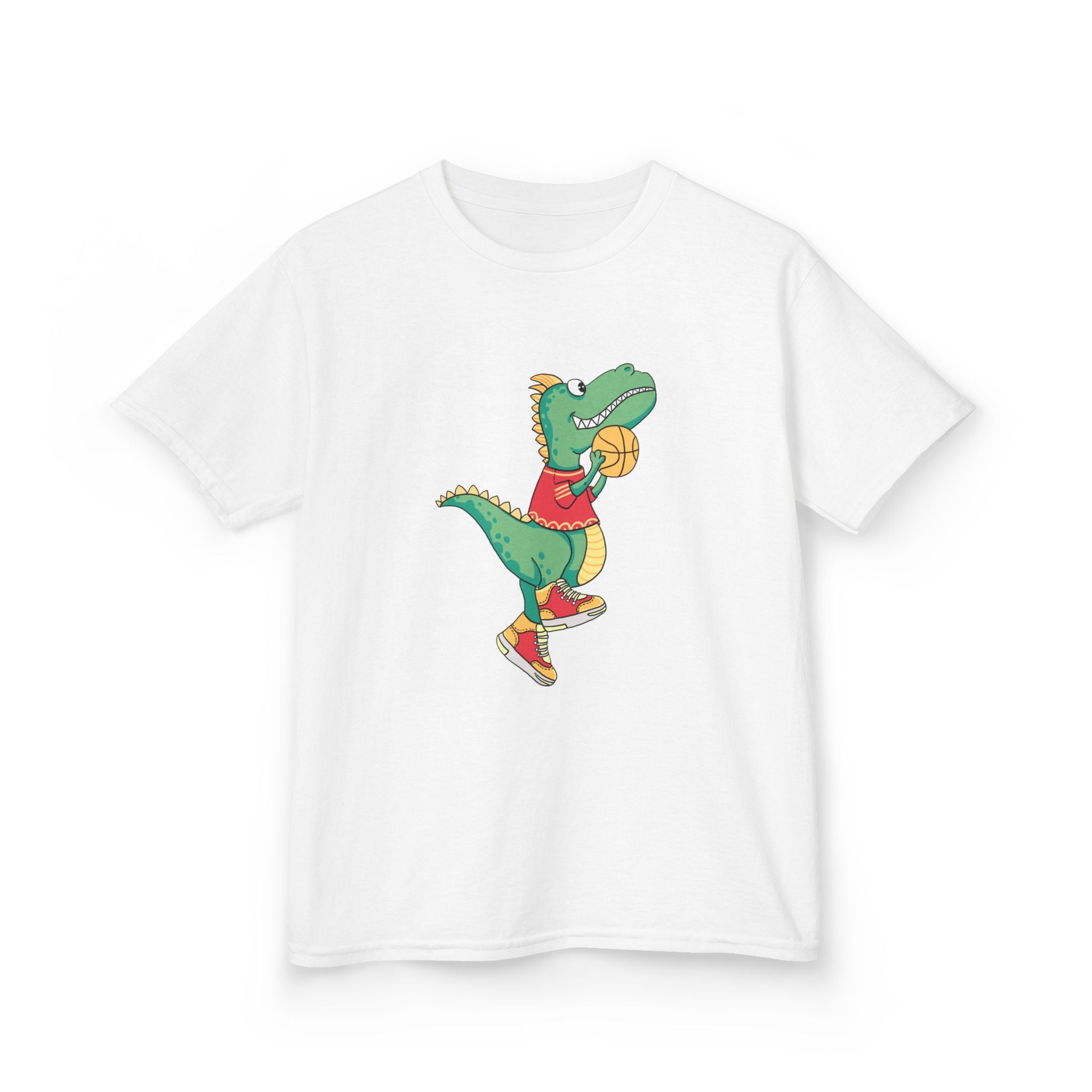 Dinosaur Basketball Kids Tee Fun Graphic Tee for Boys & Girls, Perfect for Birthdays, Playdates, Sports Events, Summer