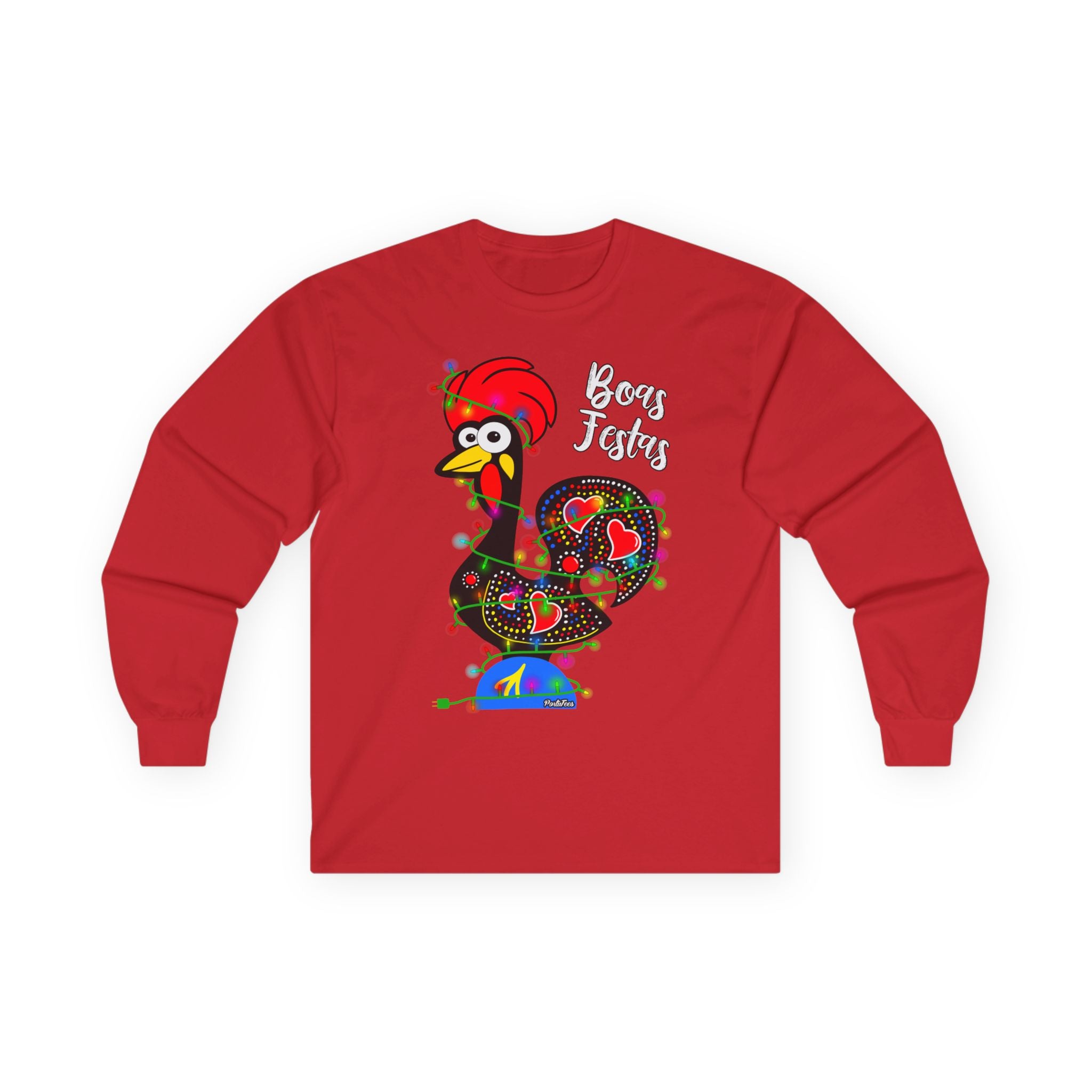 Whimsical Rooster Long Sleeve Tee, Funny Gift for Farmers, Casual Wear, Holiday Gift, Farmhouse Decor