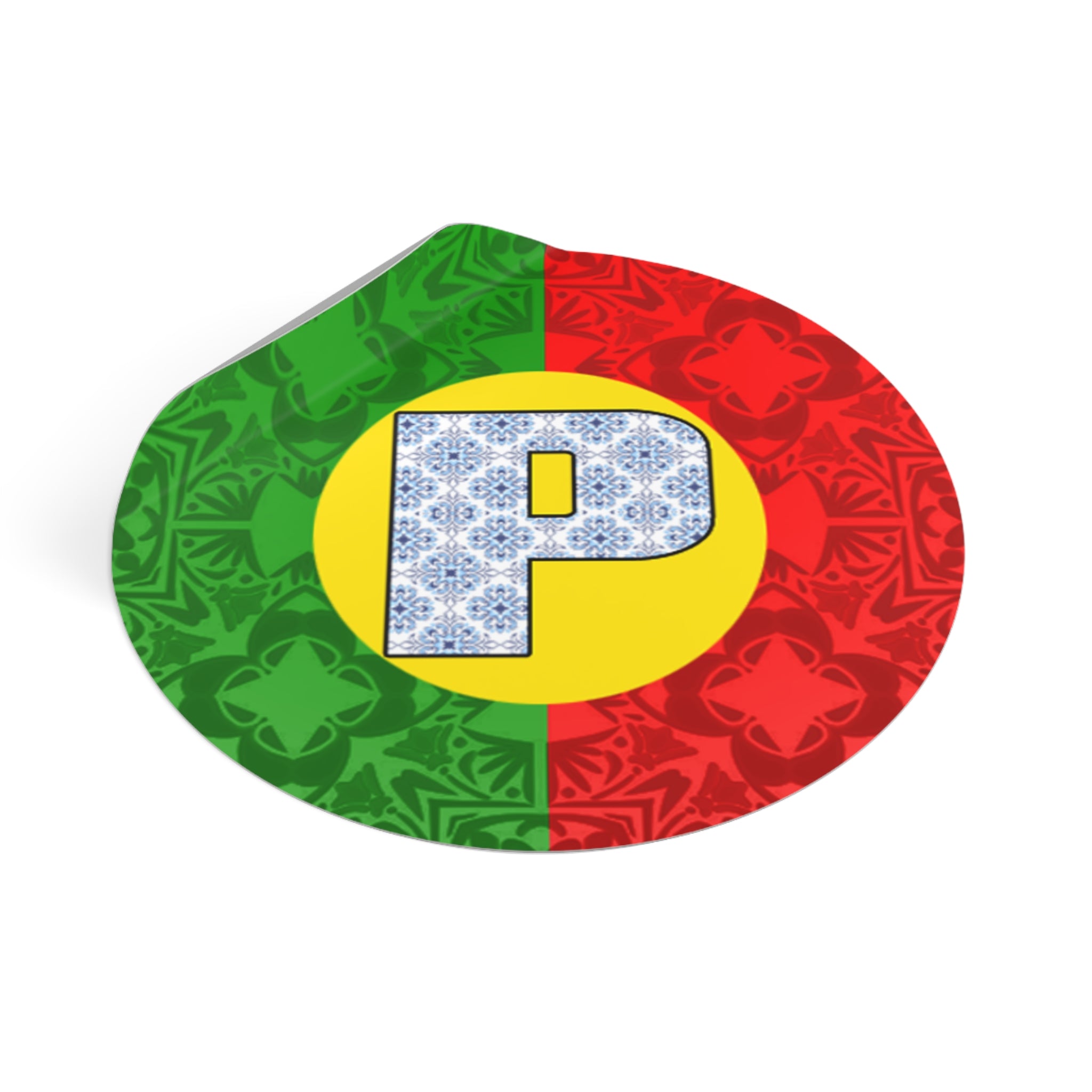 Colorful 'P' for Portugal Round Vinyl Stickers | Fun Decor, Kids' Room, Party Favors, Scrapbooking, Customizable Supplies