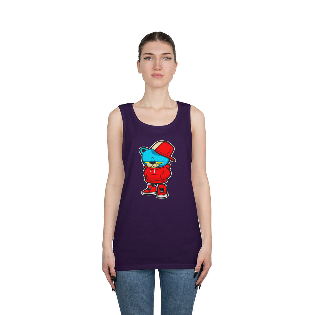 Cool Urban Bear Unisex Heavy Cotton Tank Top, Casual Streetwear, Summer Outfit, Gift for Friends, Cool Graphic Tee