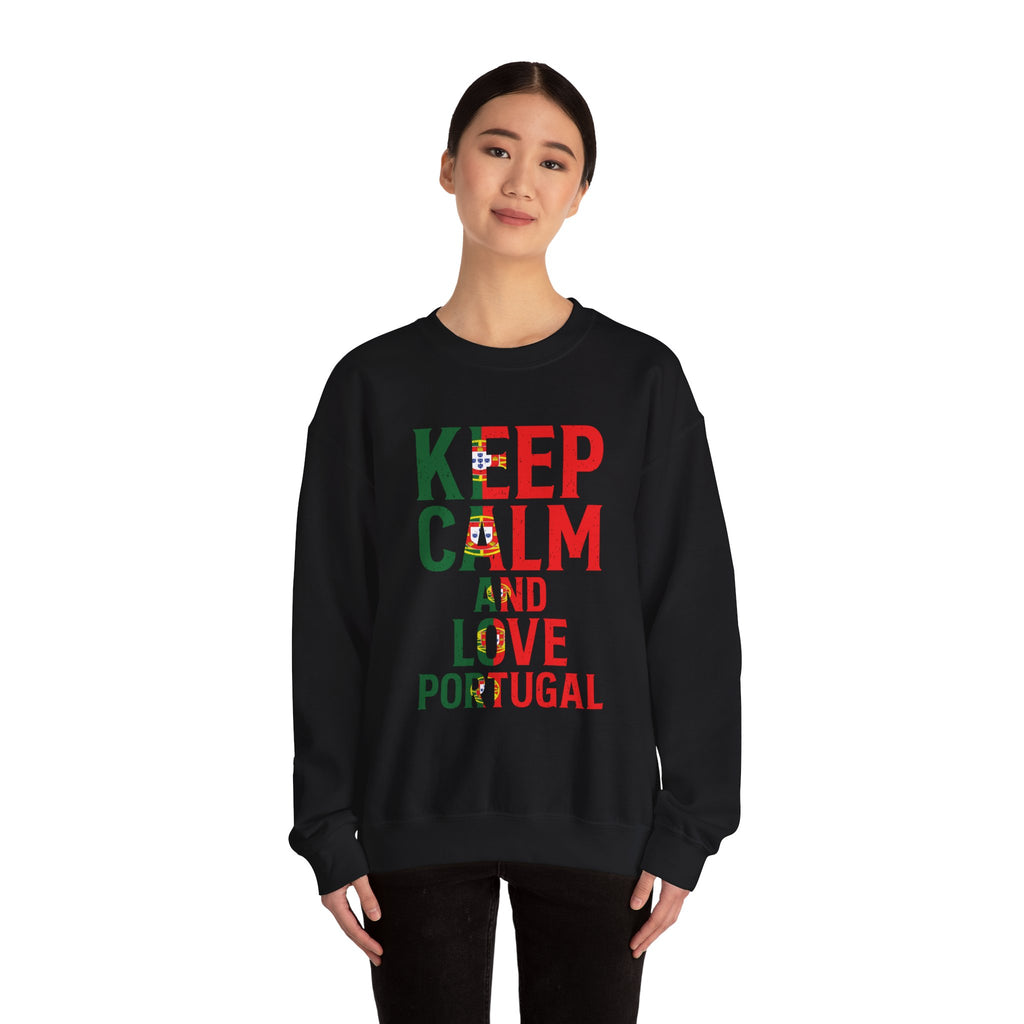 Keep Calm and Love Portugal Sweatshirt, Cozy Crewneck for Portugal Lovers, Great for Travel, Holidays, Birthdays, Gift