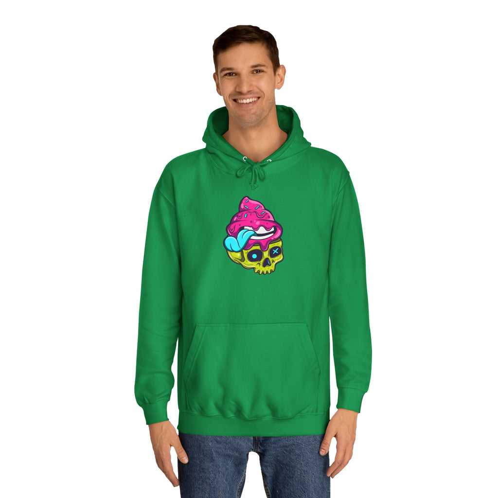 Colorful Skull Ice Cream Unisex College Hoodie, Trendy Streetwear, Casual Gift for Students, Halloween, Unique Fashion Statement