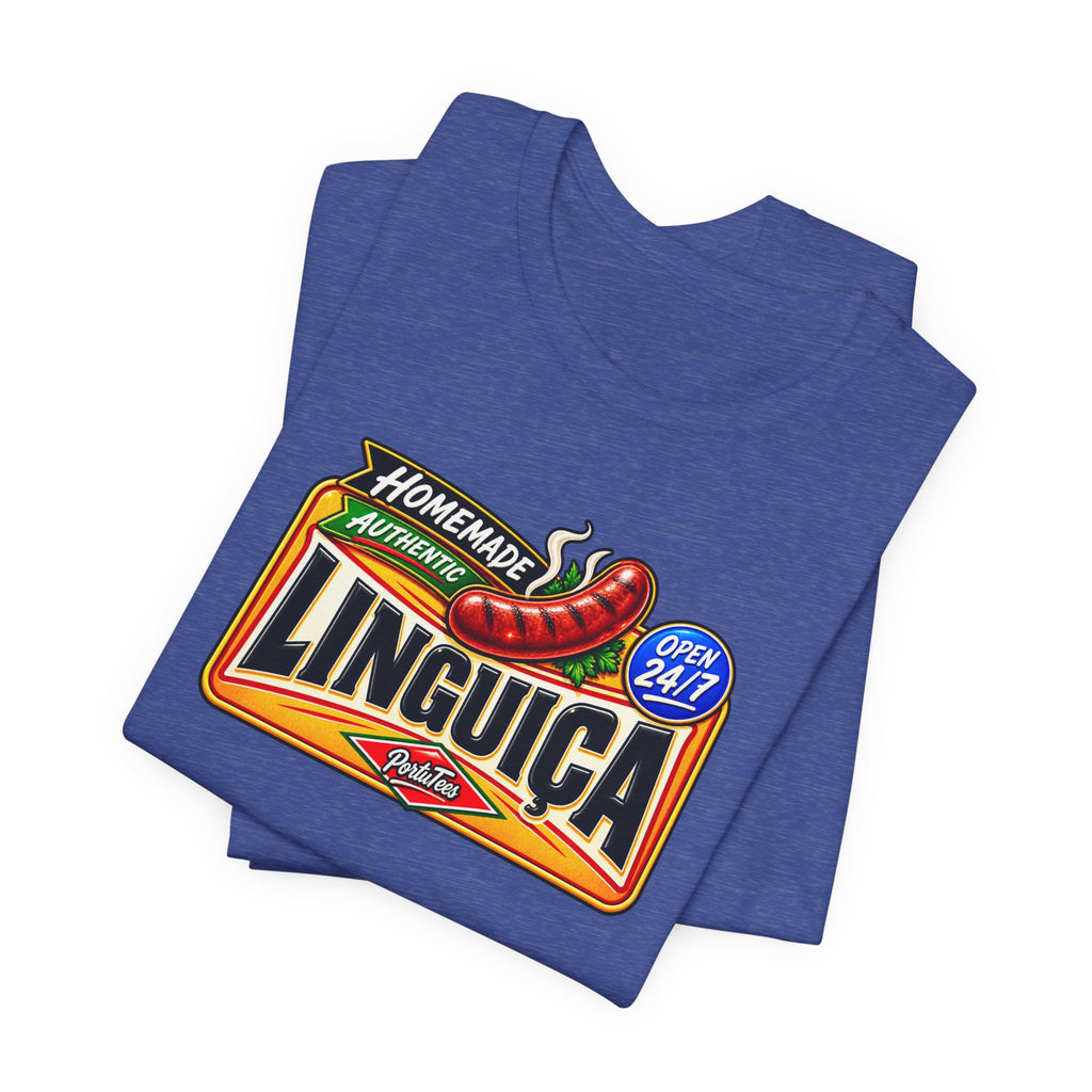 Linguica Sausage Vintage Label Tee — Homemade Authentic 24/7 Graphic T-Shirt