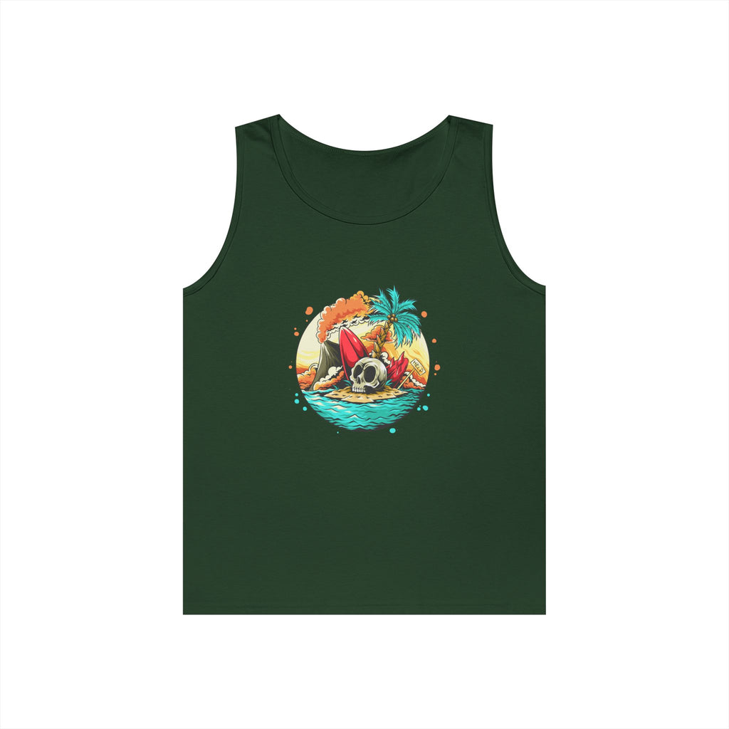 Beach Vibes Unisex Heavy Cotton Tank Top, Perfect for Summer, Casual Wear, Beach Days, Vacation, Festival Outfit