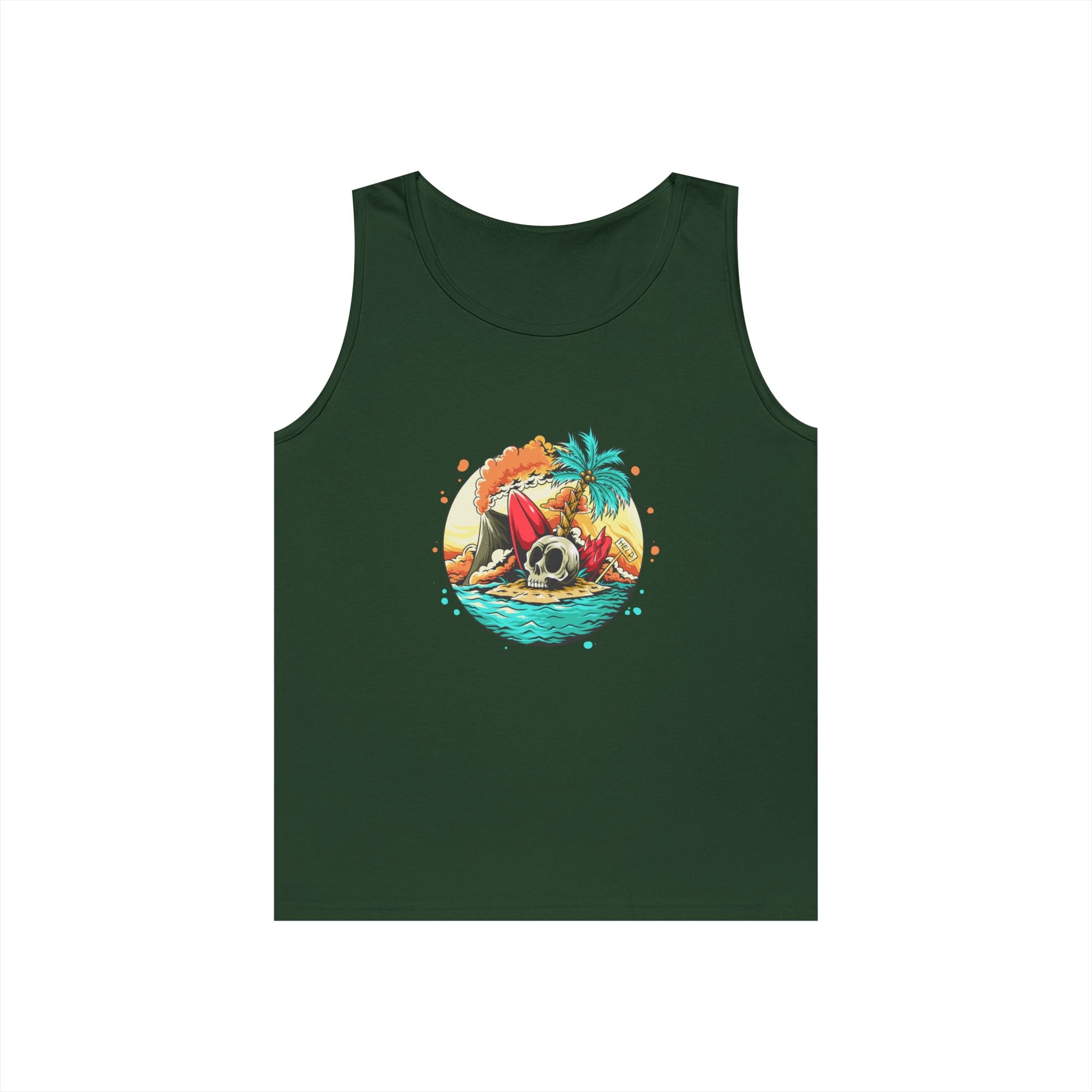 Beach Vibes Unisex Heavy Cotton Tank Top, Perfect for Summer, Casual Wear, Beach Days, Vacation, Festival Outfit
