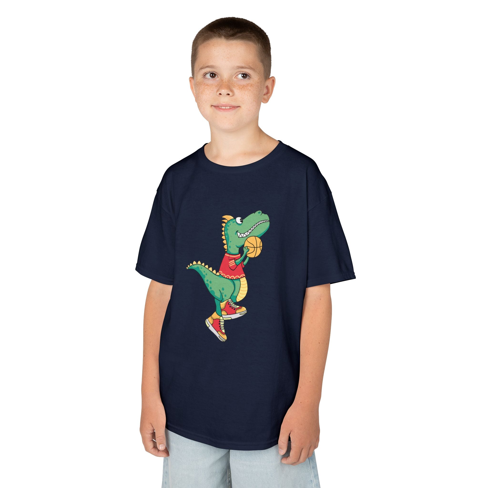 Dinosaur Basketball Kids Tee Fun Graphic Tee for Boys & Girls, Perfect for Birthdays, Playdates, Sports Events, Summer