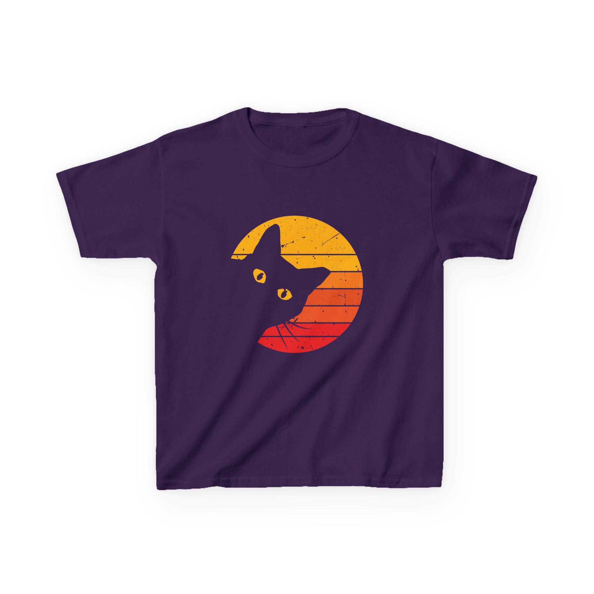 Sunset Cat Kids Tee, Fun T-Shirt for Cat Lovers, Perfect Gift for Birthdays, Unique Design for Animal Lovers, Summer Fashion
