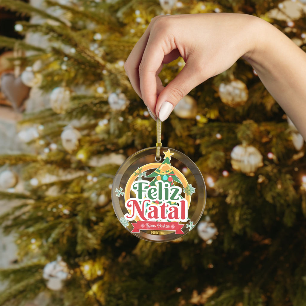 Feliz Natal Boas Festas Glass Ornaments