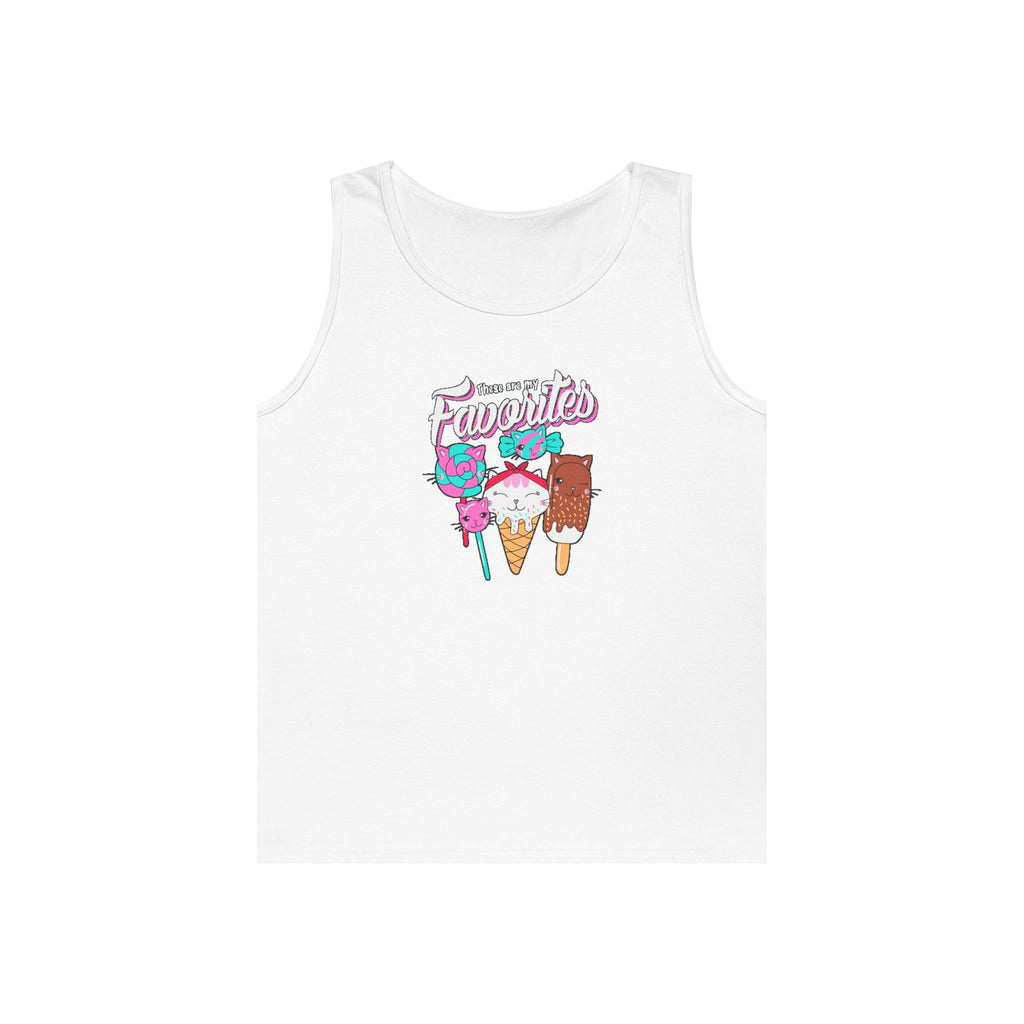 Ice Cream Favorites Tank Top, Summer Sleeveless Tee, Unisex Cotton Muscle Shirt, Ice Cream Lover Gift, Beachwear