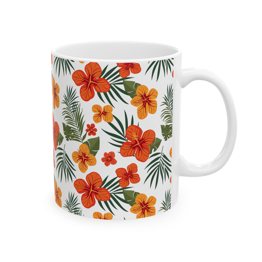 Tropical Floral Ceramic Mug, Perfect for Home or Office, Gift for Plant Lovers, Coffee Lover, Mother's Day, Summer Vibes