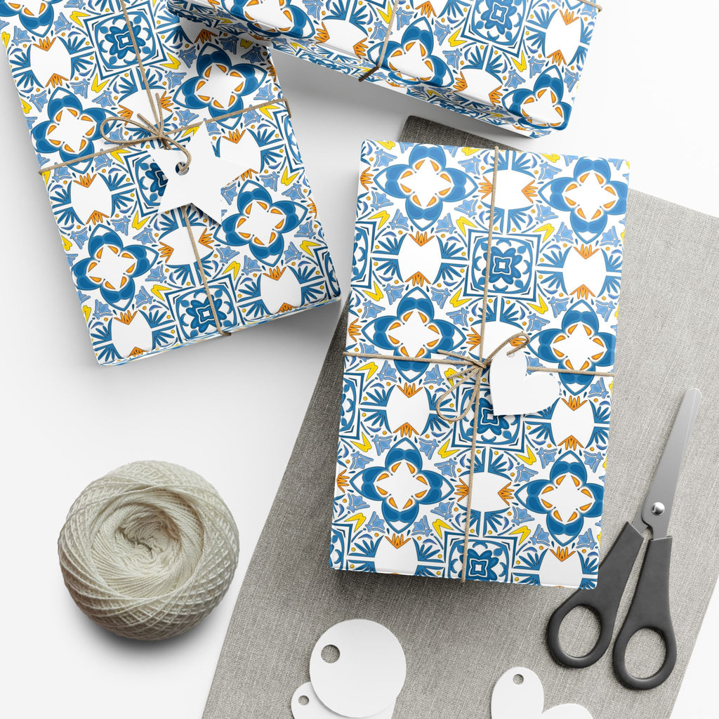 Portuguese Azulejos Gift Wrapping Paper for Special Occasions, Parties, Weddings, and Holidays