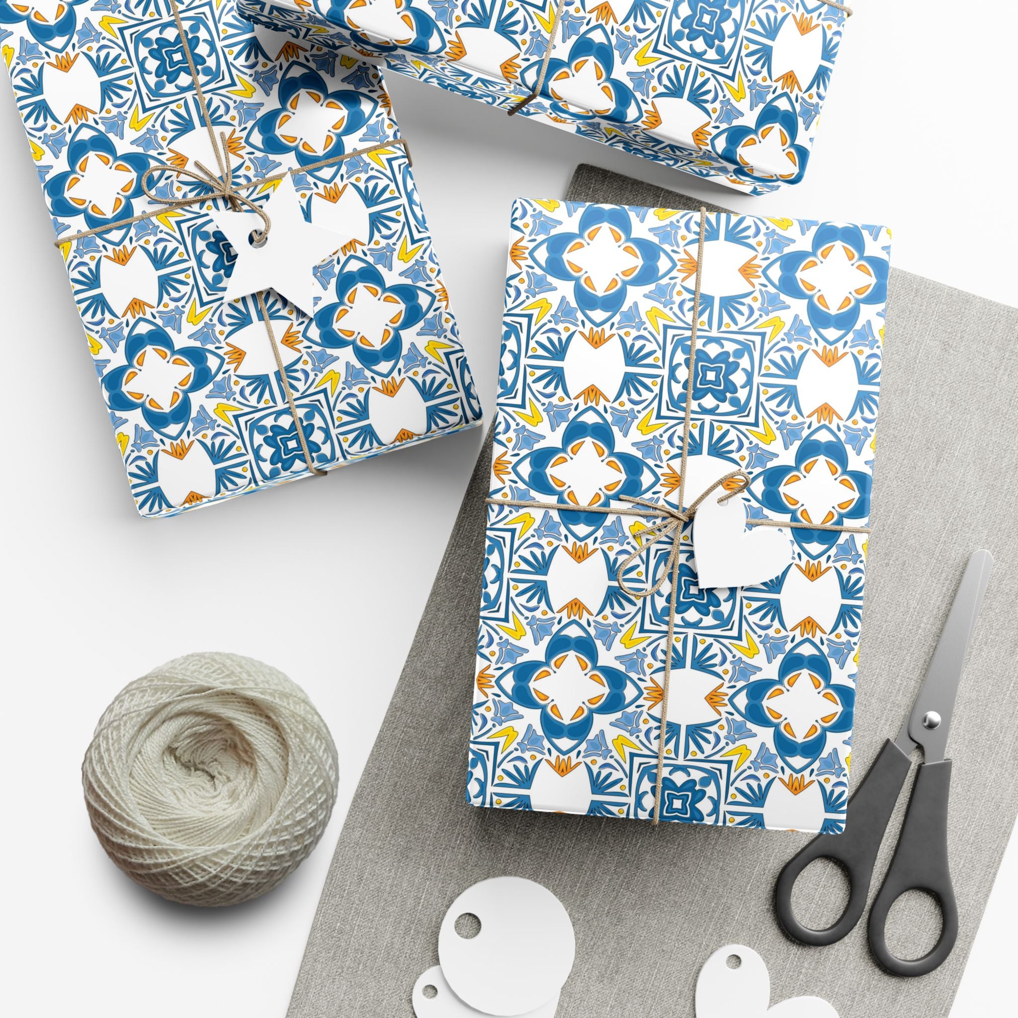 Portuguese Azulejos Gift Wrapping Paper for Special Occasions, Parties, Weddings, and Holidays